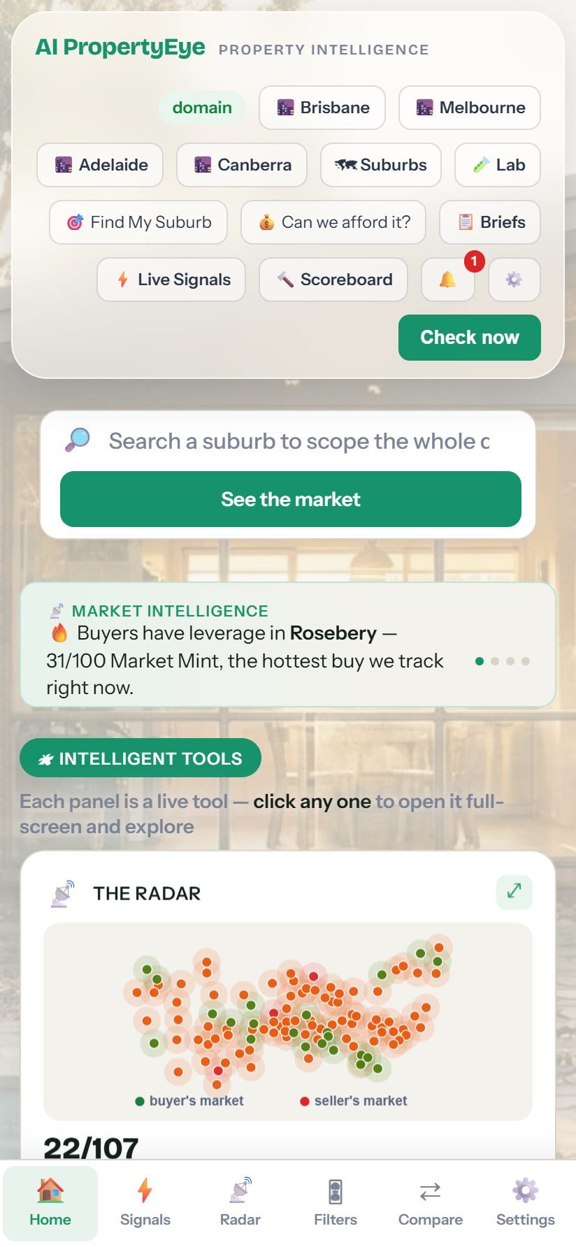 The board — screenshot of the live AI PropertyEye app